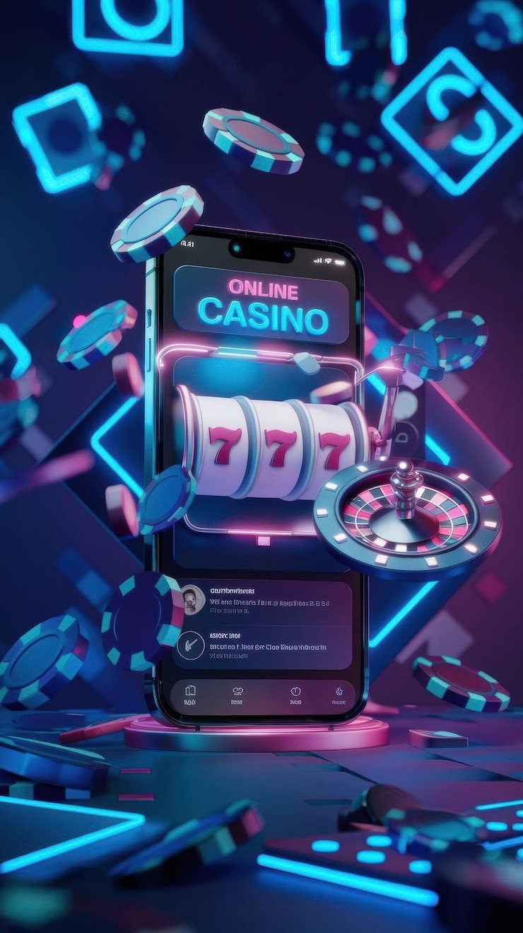Meja permainan casino dengan dealer profesional di latar belakang